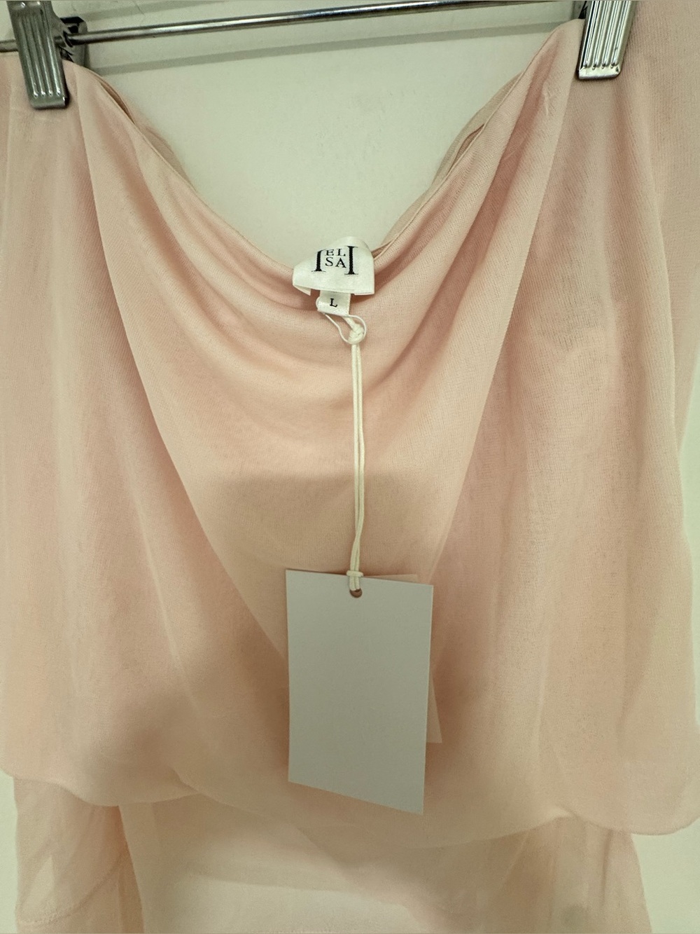 NWT-HELSA SHEER KNIT OFF THE SHOULDER TOP IN BALLET PINK- SIZE L- 100% VISCOSE - Picture 5 of 7